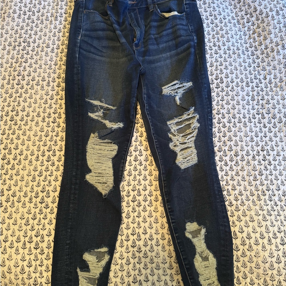 American Eagle Outfitters Dark Blue Distressed Jeans